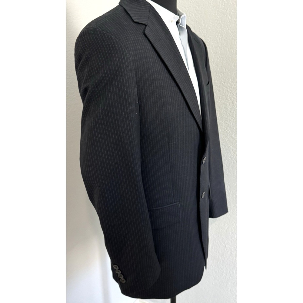 Lauren Ralph Lauren Blazer Mens 42T Wool Cashmere‎ Black Blue Pinstripe - Picture 4 of 16